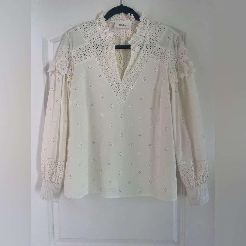 ba&sh Cream Eyelet Blouse